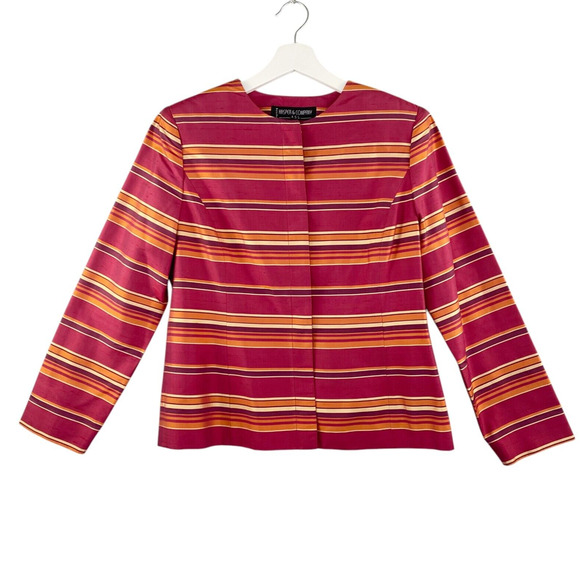 Kasper & Company ASL Women 8P Silk Jacket Career Red Striped Lined NEW Deadstock - Picture 3 of 10